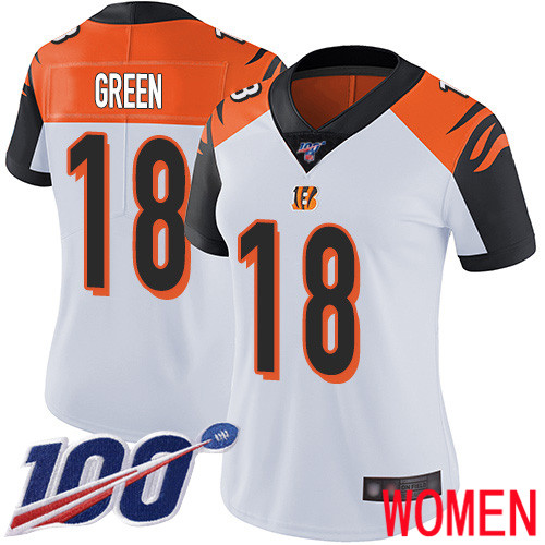 Cincinnati Bengals Limited White Women A J  Green Road Jersey NFL Footballl #18 100th Season Vapor Untouchable